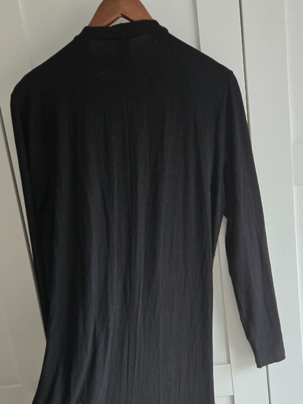 Olsen Europe Black Dress – Draped Front with Ring Detail, Stretch, Elegant, 12 - Picture 6 of 7